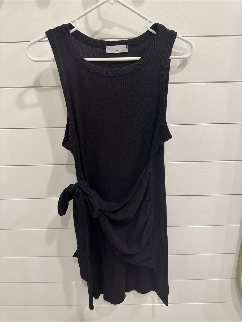 Heatherly Black Asymmetrical Tie-Side Sleeveless Dress